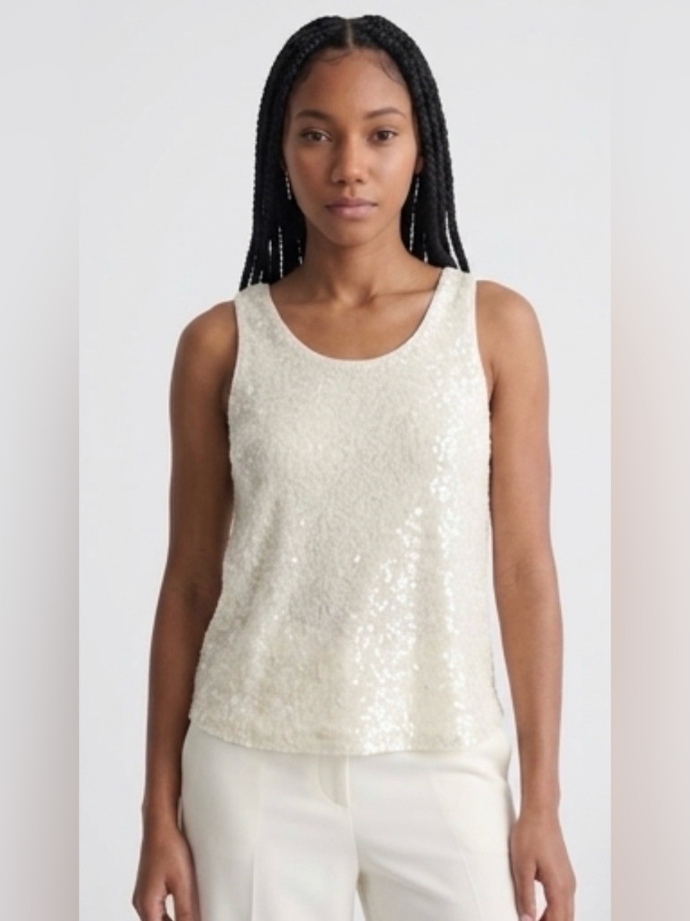 Martha Stewart Sequin Sparkle Tank Top | Glam Party | Sleeveless | Size S